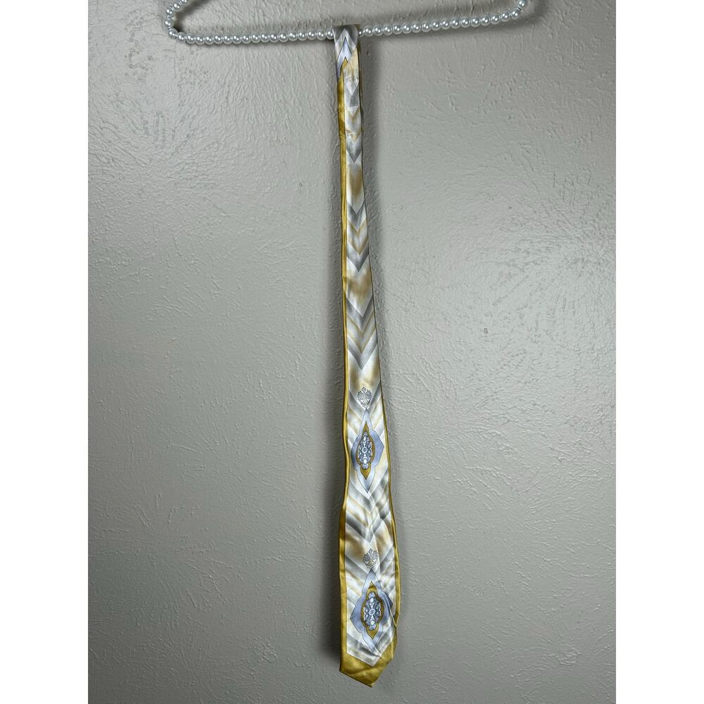 Salvatore Pellegrino Tie Silk Handmade Shiny Gold Silver Long Necktie Italian
